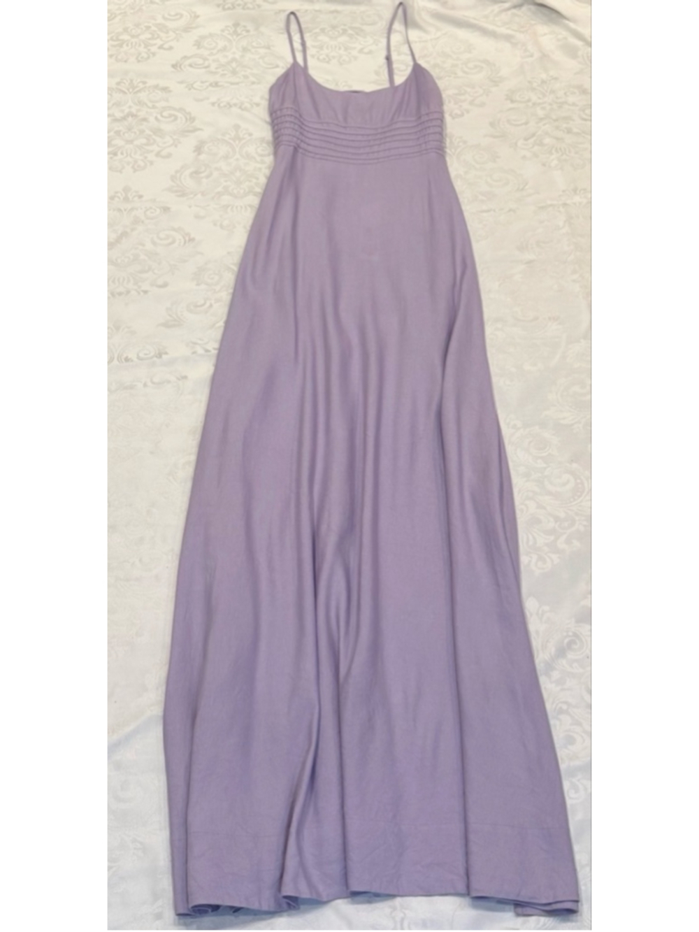 Jonathan Simkhai Prudence Pintuck Lilac Silk Maxi Dress Size M - Picture 3 of 7